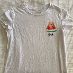 Free People (we the free) White T Shirt with stitched Watermelon design